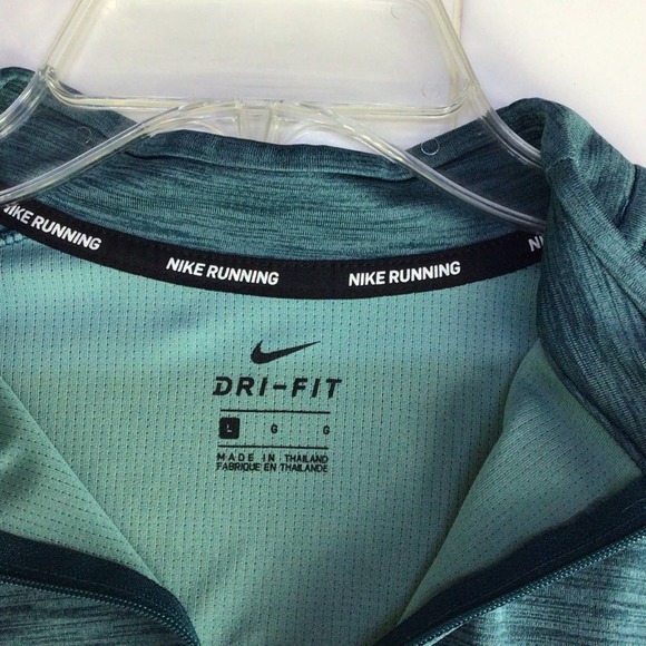 Nike | Teal Green 1/4 Zipper Pullover Thumbhole Athletic Shirt L - Picture 4 of 7